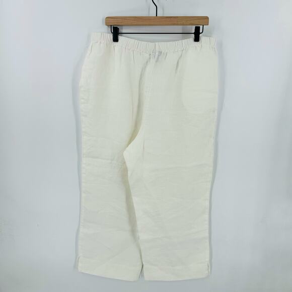 J. Jill Linen Pants Cream Elastic Waist Pockets High Rise Pull-On Size 1X - Picture 2 of 10